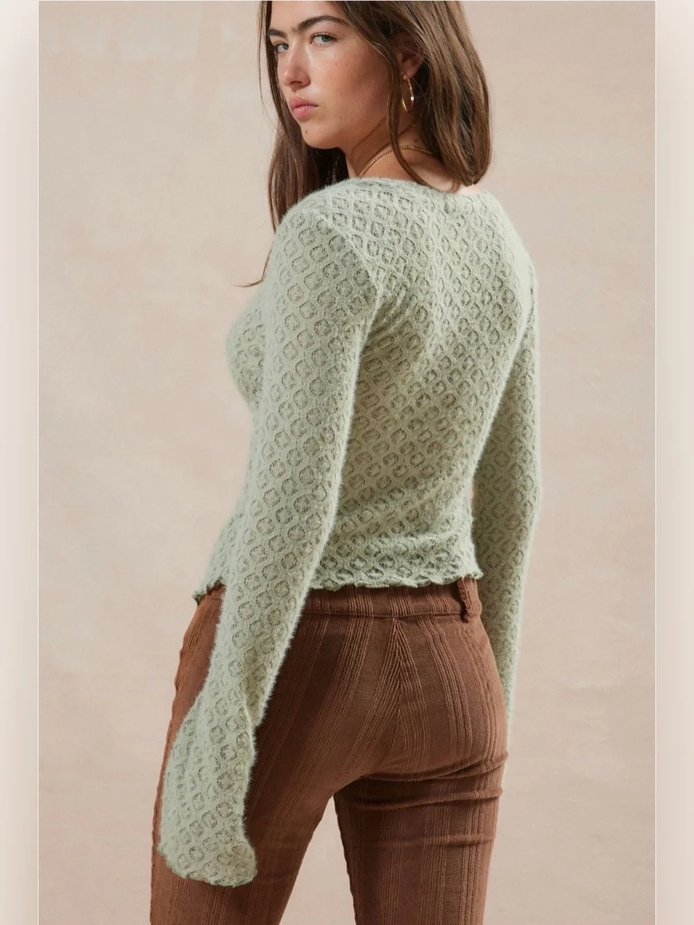 NWT Urban Outfitters Kimchi Blue Cassidy Cardigan in Sage - Picture 3 of 6